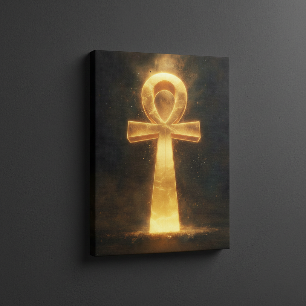 Ankh Of Eternal Life — Sacred Egyptian Symbol Canvas Art Wrapped | Mystical Wall Decor