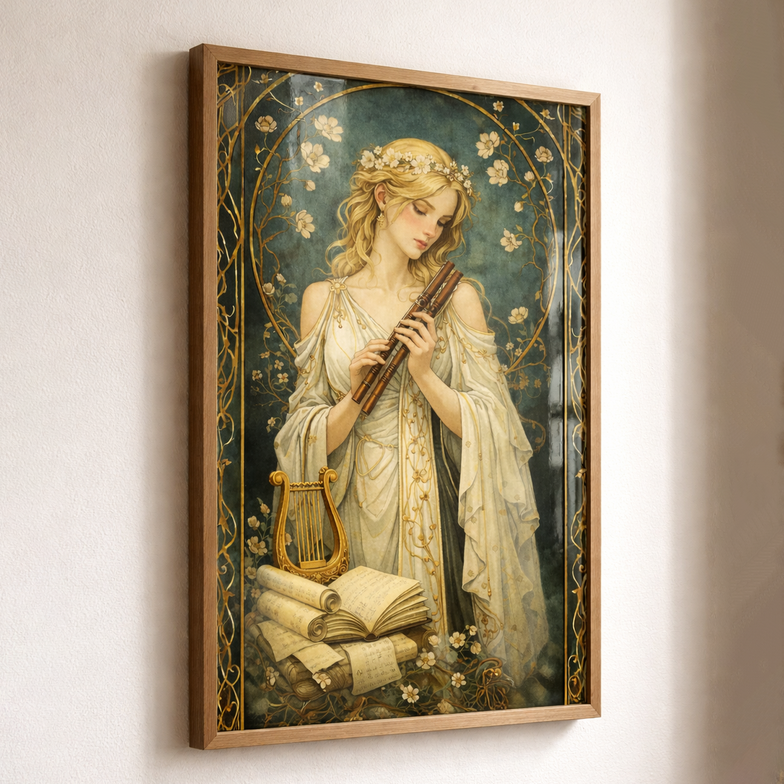 Cuadro de Euterpe, musa de la música | Arte mural de diosa griega